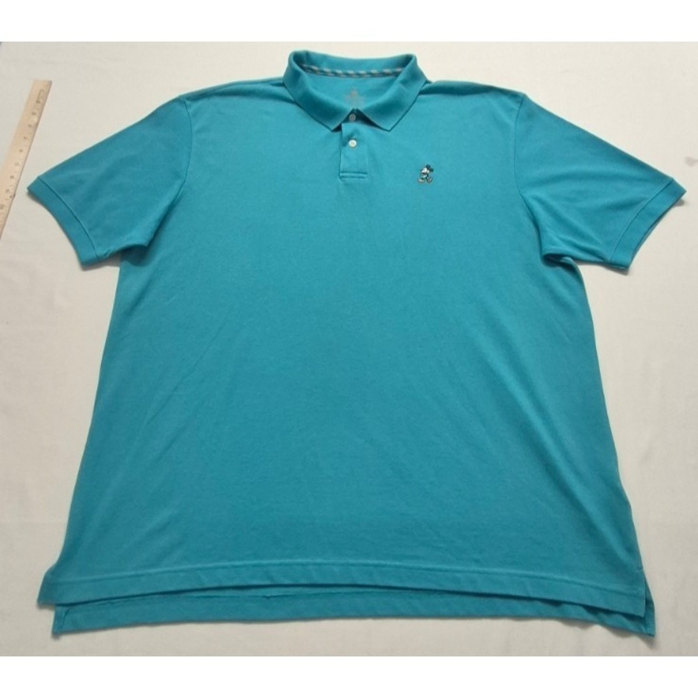 Disney Parks Authentic mens teal blue polo XL embordered Mikey Mouse Walt Disney